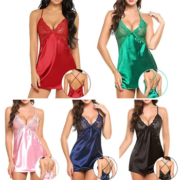 Naujas Camisola Ponios naktiniai drabužiai Moterims, Moterų Miego Suknelė Šilko Lingerie Gėlių Sleepwear Sexy Diržas Nightdress Moterų Pižamą