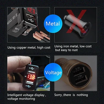 Naujas Dual USB Car Lizdas Įkroviklis 12-24V Voltmeter LED USB Automobilių Priedai, Maitinimo Adapteris, Skirtas 