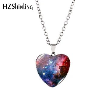 Naujas Galaxy Ūkas Širdies Karoliai Erdvės Visatos Širdies Pakabukas Papuošalai Galaxy Širdies Formos Karoliai Pakabukas HZ3
