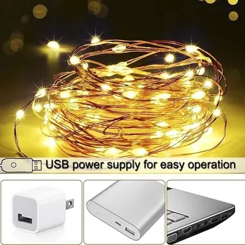 Naujas Kalėdinis vakarėlis USB LED Varinės Vielos String Pasakų Šviesos Ruože Lempos Vandeniui 50 100LEDs Vestuvių Poilsio Namų Apdaila