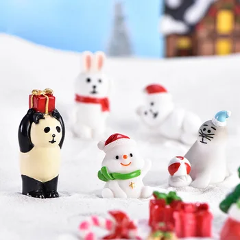 Naujas Kalėdų Meilužis Santa Claus sniego Elnias miniatiūrinės statulėlės Modelis lėlių namų fėja sodo puošmena šiuolaikinės priedai
