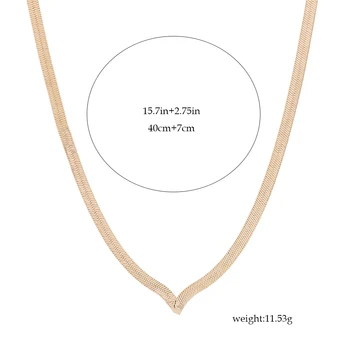 Naujas Mados Clavicle Ašmenys V Dizainas Choker Karoliai Moterų Pareiškimą, Aukso Spalvos Gyvatė Grandinės Karoliai Paprasta Papuošalai