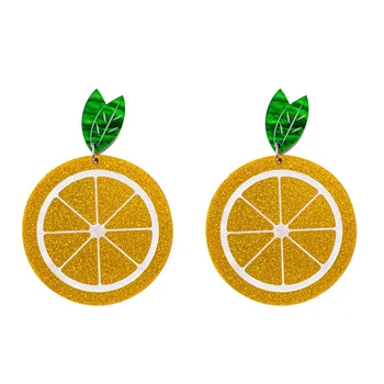 Naujas Mados Juokinga kertuočių vaisiai Oranžinės spalvos Vaisių Akrilo Auskarai Moterų Kūrybos Maisto Blizgučiai Milteliai Tabaluoti Auskarai Brincos Mujer