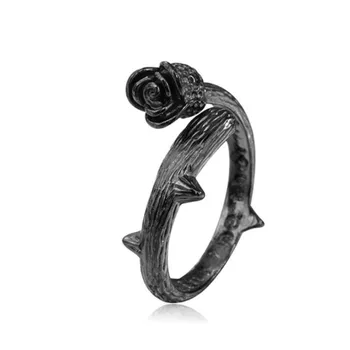 Naujas Mados Kūrybos Populiarus 925 Sterlingas Sidabro Papuošalai Valentino Diena Viduriavimas Žiedai Black Rose Elegantiškas Moteris Žiedai SR270