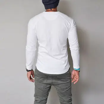 Naujas Mados Mens Long Sleeve T Atsitiktinis Marškinėliai Slim Fit Marškinėliai Topai Streetwear