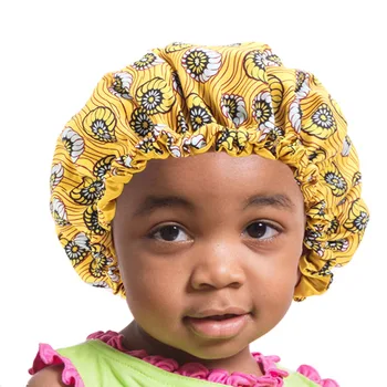 Naujas Mados Spausdinti Plaukų variklio Dangtis, Šilkiniai Satino Didelis variklio Dangčio Vaikams Afrikos Spausdinti Plaukų Aksesuarų, Vaikų Miego Bžūp Headwrap Skrybėlę