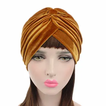 Naujas Musulmonų Ruožas Moterų Aksomo Kryžiaus Turbaną Skrybėlę, Šaliką Chemoterapija Chemo Beanies Kepurės Vėžio Apdangalai, Plaukų Padengti Priedai