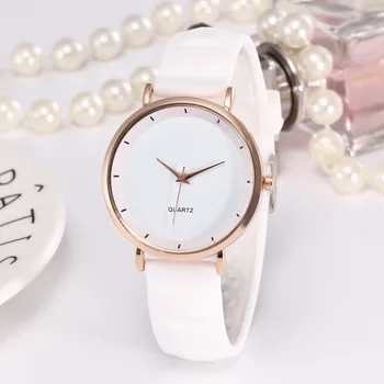 Naujas Paprasta Moteris Žiūrėti Mados Elegantiškas Rose Gold Ponios Žiūrėti Moterų Atsitiktinis Silikono Juosta Moterų Laikrodžiai Reloj Mujer Baltas Laikrodis