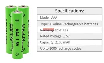 Naujas Prekės ženklas AAA Baterijos 2100mah 1,5 V Alkaline AAA tipo akumuliatorius, skirtas Nuotolinio Valdymo Žaislas šviesos Batery
