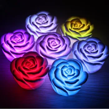 Naujas Romantiškas Keitimas LED Plūduriuojantis Rožių Žiedų Žvakės Naktį Šviesos Vestuvių Dekoravimas DNJ998