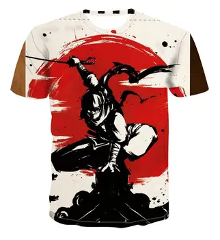 Naujas Samurajus spausdinti 3D T-shirt įgulos kaklo vyrų Japonija atspausdintas trumpas rankovės 3D marškinėliai vyriški laisvalaikio Ninja modelio 3D marškinėliai 110-6XL