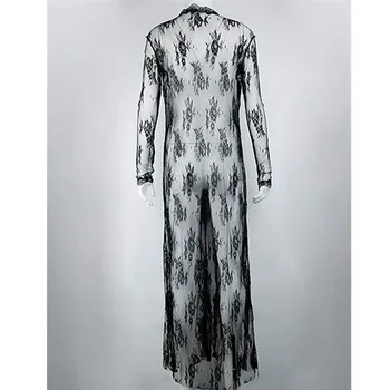 Naujas Seksualus Apatinis Trikotažas Moterims Naktiniai Drabužiai Nėriniai Nėrimo Apatiniai, Kelnaitės Sleepwear Suknelė Matyti Per Ponios Moterų Gėlių Ilga Suknelė