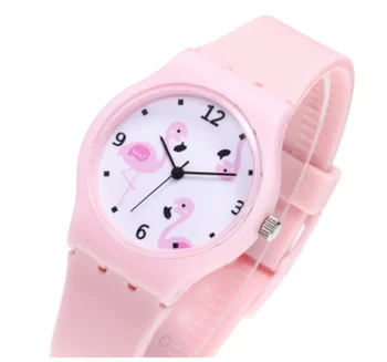 Naujas Silikoninis Candy Spalva Studentų Žiūrėti Mergaičių Laikrodis Mados Flamingo Laikrodžiai Vaikai Laikrodis Animacinių Filmų Vaikams Kvarco Žiūrėti