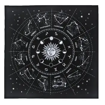 Naujas Taro Staltiesė 12 Žvaigždynų Likimo Astrologija Žvaigždžių Būrimą Taro Kortų Trinkelėmis Flanelė 49*49cm