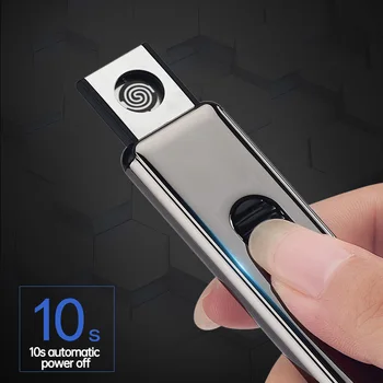 Naujas USB Žiebtuvėlis Įkrovimo Lengvesni Stumti Mygtuką dvipusis Taško Įkrovimo Elektroninių Vėjo Cigarečių Žiebtuvėliai 7 Stilius