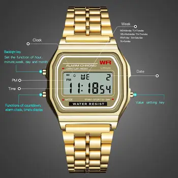 Naujas Vyrų Laikrodžiai, Prabangūs Rose Gold Žiūrėti Moterų ir Vyrų Verslo Daugiafunkcis Laikrodis LED Sporto Skaitmeninis Vyrų erkek Reloj Relogio