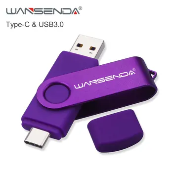 Naujas WANSENDA USB 3.0 C TIPAS USB Flash Drive, OTG Pen Ratai 512 GB 256 GB 128GB 64GB 32GB 16GB USB Stick 2 in 1 Didelės Spartos Pendrive