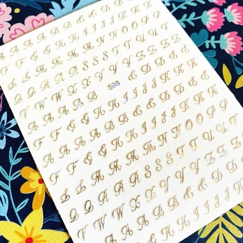 Naujausias Penkių spalvų anglų kalbos abėcėlę serijos 3d nagų dailė lipdukas nagų decal štampavimo eksporto japonijos dizaino cirkonio papuošalai