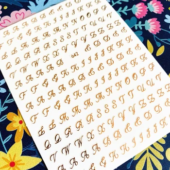 Naujausias Penkių spalvų anglų kalbos abėcėlę serijos 3d nagų dailė lipdukas nagų decal štampavimo eksporto japonijos dizaino cirkonio papuošalai