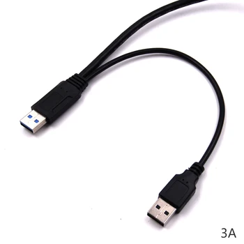 Naujausias Sata duomenų kabelis USB2.0 + USB 3.0 Tipas A USB 3.0 Male Y Kabelio Jungtis, skirta Kompiuterių Kietojo Disko