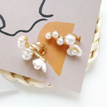 Naujausias tendencijas asmenybės sutartis metalo pearl gėlių formų subtilus street snap auskarai dėvėti imtis panele auskarai