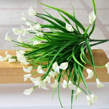Nauji gražūs 25 galvutės/puokštė mini dirbtinio calla su lapų plastiko netikrą lelija, Vandens augalai namo kambaryje apdailos gėlių