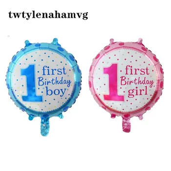 Naujos 18 colių apvalios ir mini dydžio mėlyna rožinė 1 folija balionas kūdikių vienerių metų gimtadienio, vestuvių, naujųjų metų, kalėdinės dekoracijos