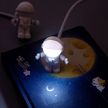 Naujovė Lankstus USB Astronautas Vamzdis Nešiojamų Naktį LED Lempos DC 5V Lemputė Kompiuteris, Nešiojamas KOMPIUTERIS Notebook Papuošti Skaitymo Apšvietimas