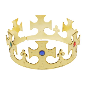 Naujovė Vintage Gold Plastiko Karaliai ir Karalienės Karūnos Royal Fancy Dress Šalies Kostiumų Skrybėlę Aksesuaras Suaugusiųjų