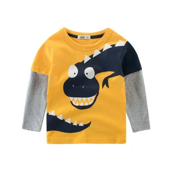 Naują Pavasario Vaikų drabužių berniukas T-marškiniai, didmeninė didelis dinozauras modelis kūdikių drabužiai motina vaikams drabužių su medvilnės T