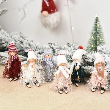 Navidad Papuošalai Mielas Angelas Slidinėjimo Lėlės Pakabukas 2021 Naujųjų Metų Dovanas Vaikams Kalėdų Medžio Apdaila Kalėdos Noel Gimdymo Namų Dekoro
