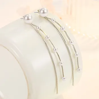 NEHZY 925 sterlingas sidabro naujas moterų mados juvelyrikos aukštos kokybės perlų ilgai kutas lašas paprasta atgal kabantys auskarai