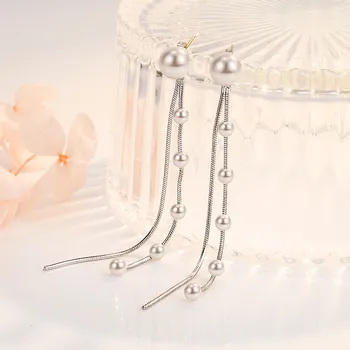 NEHZY 925 sterlingas sidabro naujas moterų mados juvelyrikos aukštos kokybės perlų ilgai kutas lašas paprasta atgal kabantys auskarai