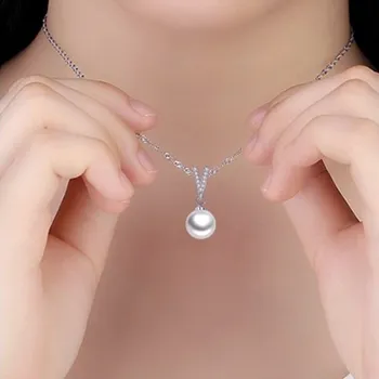 NEHZY 925 sterlingas sidabro naujas ponios mados juvelyrikos aukštos kokybės krištolo cirkonis perlas V formos pakabukas karoliai ilgis 45CM