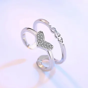 NEHZY 925 sterlingas sidabro naujų papuošalų aukštos kokybės retro mados moteris kubinis cirkonis širdies formos tuščiaviduris dydis reguliuojamas žiedo