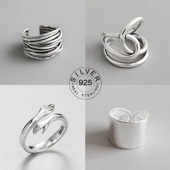 Nekilnojamojo 925 sterlingas sidabro piršto žiedai moterims derliaus linijos Madinga fine Jewelry Didelio Aukščio Antikvariniai Žiedai Anillos