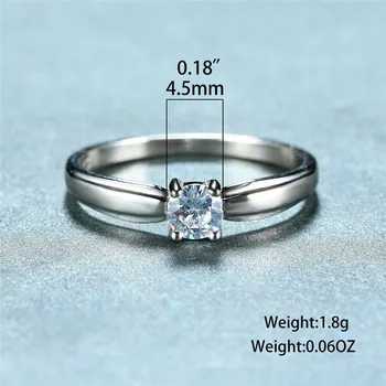 Nekilnojamojo 925 Sterlingas Sidabro Vestuvinis Žiedas Crystal Pasjanso Vestuviniai Žiedai, Moterų, Prabangos Papuošalai Moterų Mažas Apvalus Akmuo Žiedas