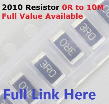 Nemokama Laivas 100vnt SMD Chip Rezistorius 2010 10K omų 5% 0R~10M 1/2W 10R 100R 220R 330R 470 omų 1K 2.2 K 10K 100K 0R 1R .5/6/7/8/9/R/K