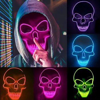 Neon Kaukė LED Šviesos Šalis Kaukės Šviesos EL Prapūtimo Rinkimų Metai-Labai Juokingas Kaukes Halloween Kostiumai, Rekvizitas, Švyti Tamsoje