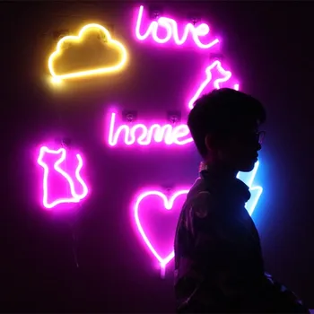 Neoninės Šviesos Romantiška Rožinė MEILĖS Laiškus LED Apšvietimas Pannel USB Įkrovimo Namų Dekoro Kambaryje Lempos Vestuvių Šventė Šalies Neoninės Lempos
