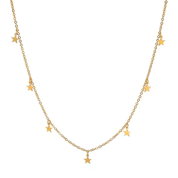 Nerūdijančio Plieno, Aukso Grandinės 7 Star Choker Karoliai Moterų Skanėstas Žvaigždžių Karoliai Clavicle Grandinės Juvelyrikos collares collier