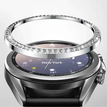 Nerūdijančio Plieno Smartwatch Dangtelis Skirtas Samsung Galaxy Žiūrėti 3 41mm Rinkimo Bezel Žiedas, kalnų krištolas Klijų AntiScratch Apsaugos atveju