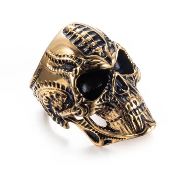 Nerūdijančio plieno specialios formos kaukolė žiedas vyrams jojimo valdinga punk žiedas