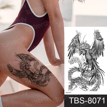 Netikras, tatuiruotė vandeniui moterų laikinos tatuiruotės dragon tiger phoenix vilkas gyvūnų tatuiruotė lipdukas vyrų kūno menas vandeniui