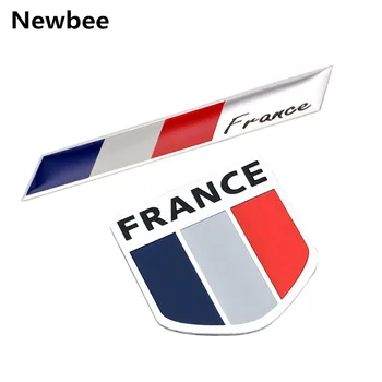 Newbee 3D Aliuminio Automobilio Emblema Prancūzija Žemėlapis Nacionalinė Vėliava, Grotelės Ženklelis JDM Lipdukas, Motociklų Lipdukas, skirtas Citroen Peugeot Venturi