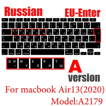 Nešiojamas padengti macbook Air13 2020 m. klaviatūros atvejais, Naujas Air13.3 Klaviatūros dangtelis 13 colių A2179 silikoninė klaviatūros Lipdukai rusų