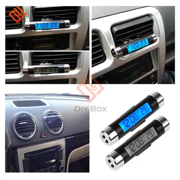 Nešiojamų 2 in 1 Automobilis, Skaitmeninis LCD Laikrodis/Temperatūros Ekranas, Elektroninis Laikrodis, Termometras Automobilinis Skaitmeninis Laikrodis Automobilio Aksesuaras