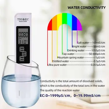 Nešiojamų 3 in 1 TDS EB Matuoklis Temperatūros Skaitmeninis LCD Vandens Testavimo Rašiklis su 4 Skirtingų Rūšių Vandens Lygio Testeris Grynumas Filtras