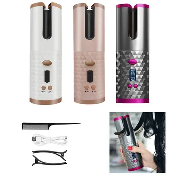 Nešiojamų Belaidžio Automatinė Garbanoti Geležies Hair Curler USB Įkrovimo LCD Garbanotas Plaukų Mašina su Mobiliojo Maitinimo Funkcija