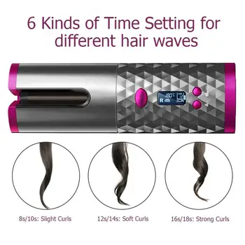 Nešiojamų Belaidžio Automatinė Garbanoti Geležies Hair Curler USB Įkrovimo LCD Garbanotas Plaukų Mašina su Mobiliojo Maitinimo Funkcija
